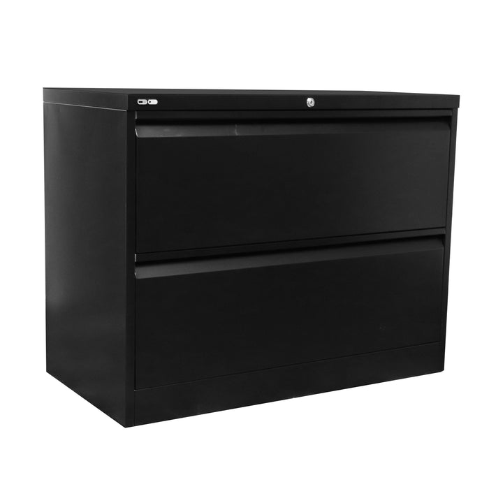 Lateral Filing Cabinet - 2 Drawer - Black