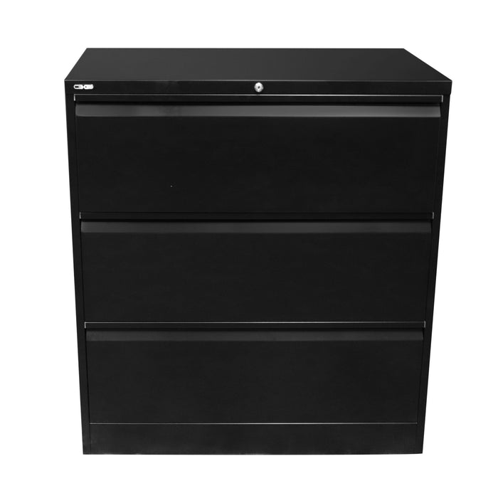 Lateral Filing Cabinet - 3 Drawer - Black