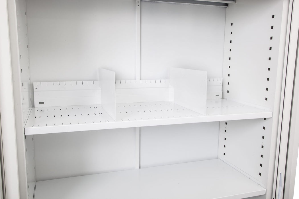 GO Tambour Cupboard Slotted Shelf - Dividers to Suit 900m / 1200mm - White