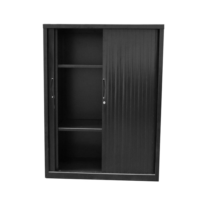 Tambour Door Storage Unit - 1016mm H x 1200mm x 474mm D - Black Satin
