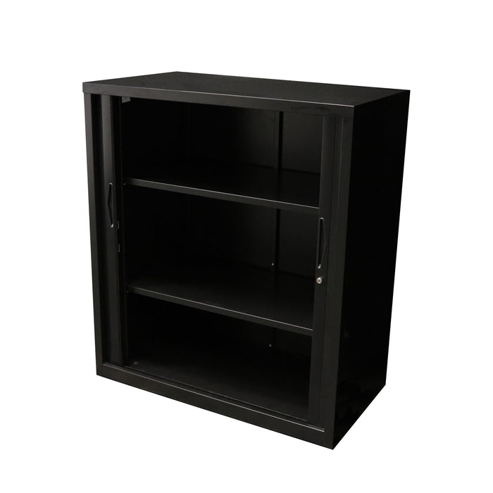 Tambour Door Storage Unit - 1200mm H x 1200mm x 474mm D - Black Satin
