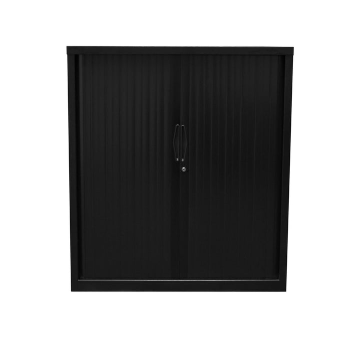 Tambour Door Storage Unit - 1200mm H x 1200mm x 474mm D - Black Satin
