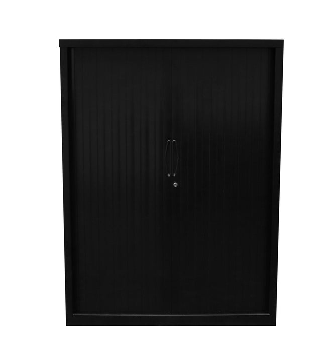 Tambour Door Storage Unit - 1016mm H x 1200mm x 474mm D - Black Satin