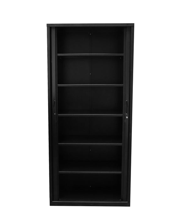Tambour Door Storage Unit - 1981mm H x 1200mm x 474mm D - Black Satin