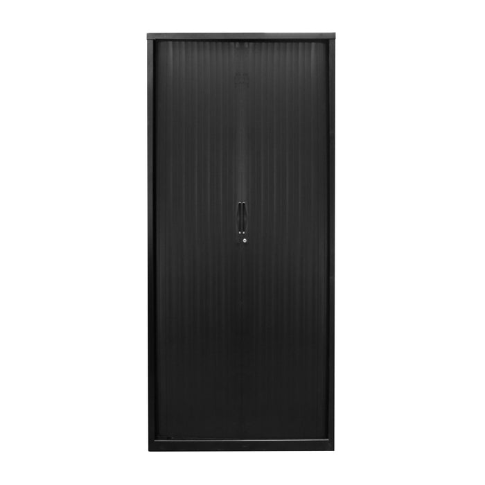 Tambour Door Storage Unit - 1981mm H x 1200mm x 474mm D - Black Satin