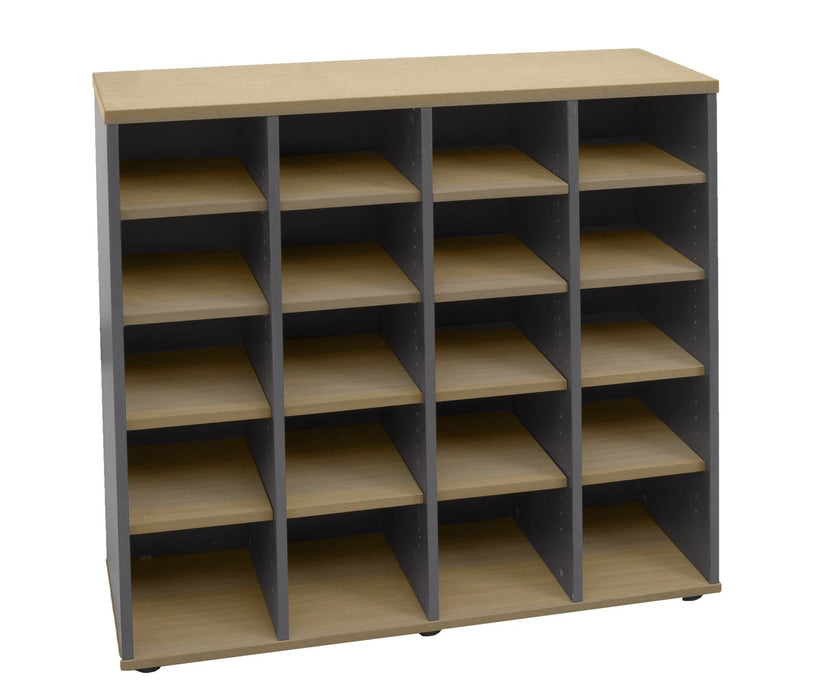 Pigeon 20 Hole Storage - Natural Oak & Ironstone