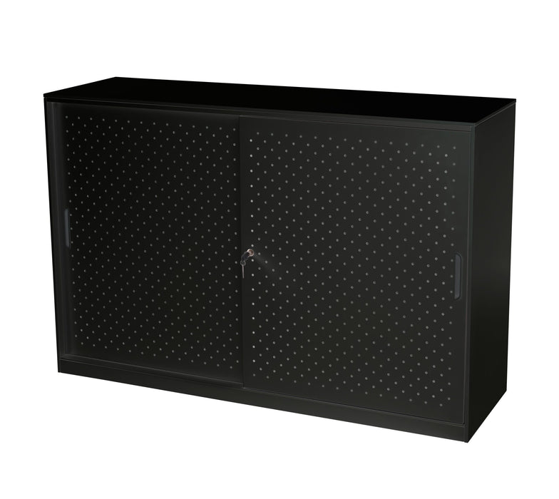 Perforated Sliding Door Cupboard - Black