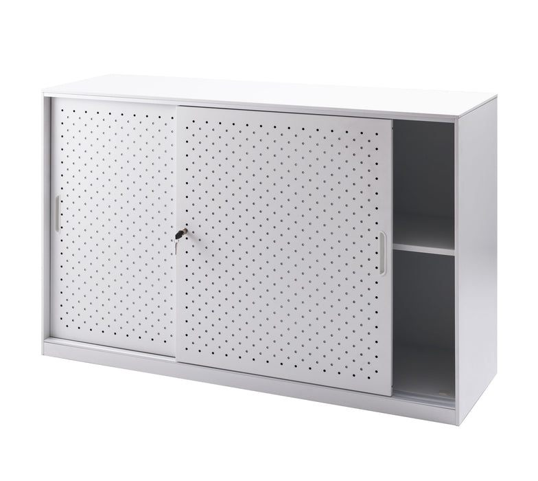 Perforated Sliding Door Cupboard - White
