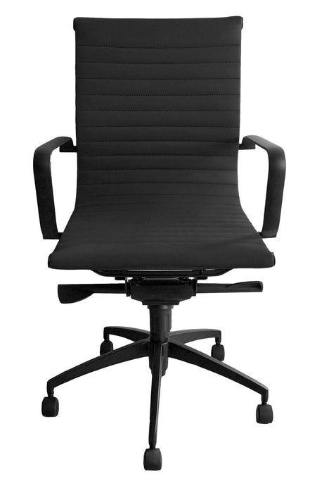 PU605M Medium Back Chair - Black PU/Black