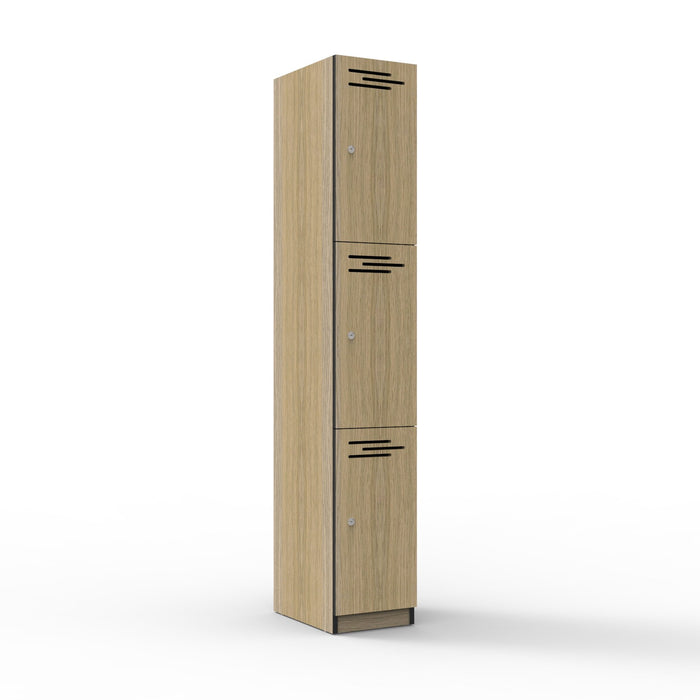 3 Door Melamine Locker - Natural Oak