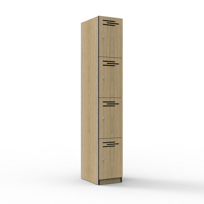 4 Door Melamine Locker - Natural Oak