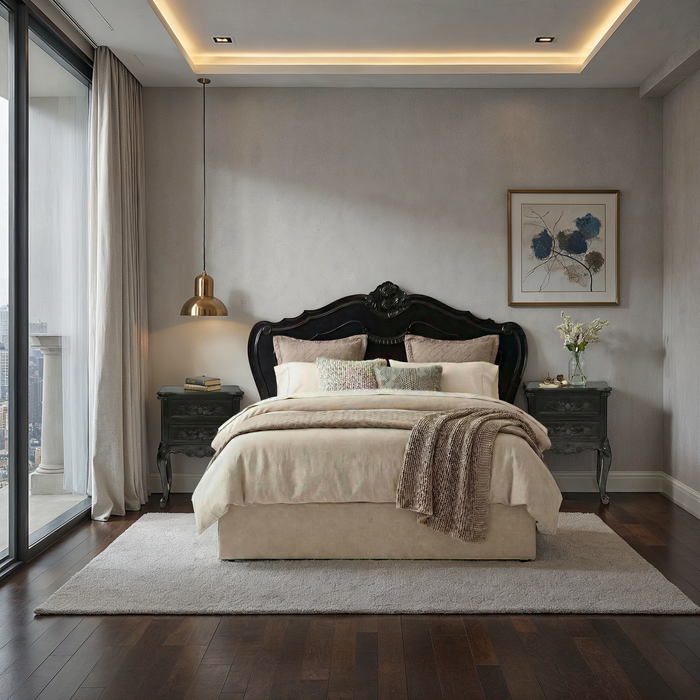 Louis Headboard Queen - Black