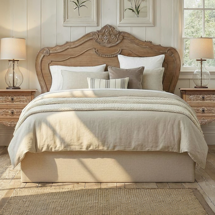 Louis Headboard Queen - Weathered Oak