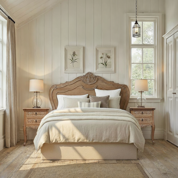 Louis Headboard Queen - Weathered Oak