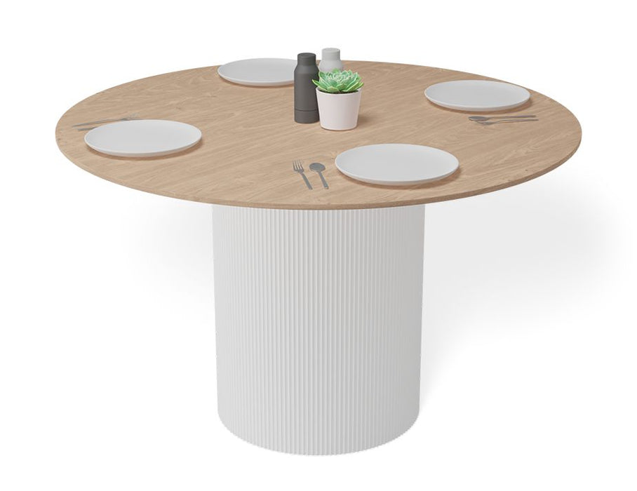 Mimi Dining Table - White - Natural - 120cm