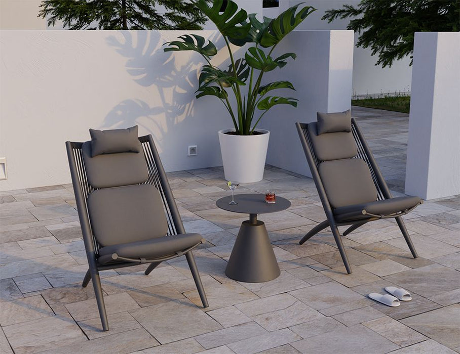 Minori Lounge Chair - Outdoor - Charcoal - Dark Grey Cushion