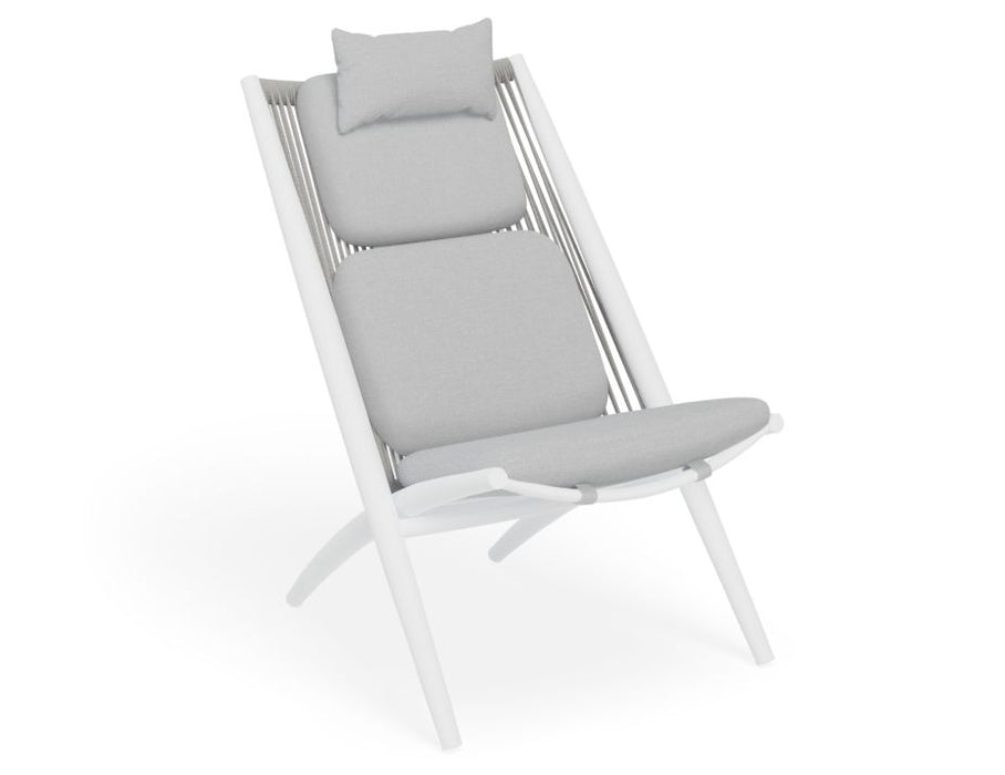 Minori Lounge Chair - Outdoor - White - Light Grey Cushion