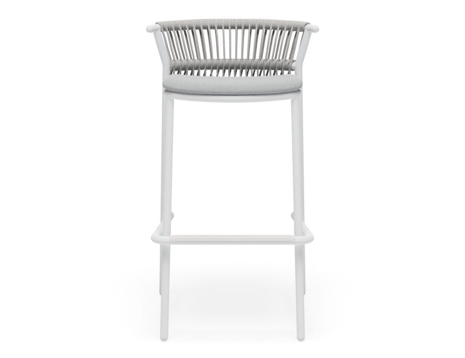 Minori Stool - White - Light Grey Cushion