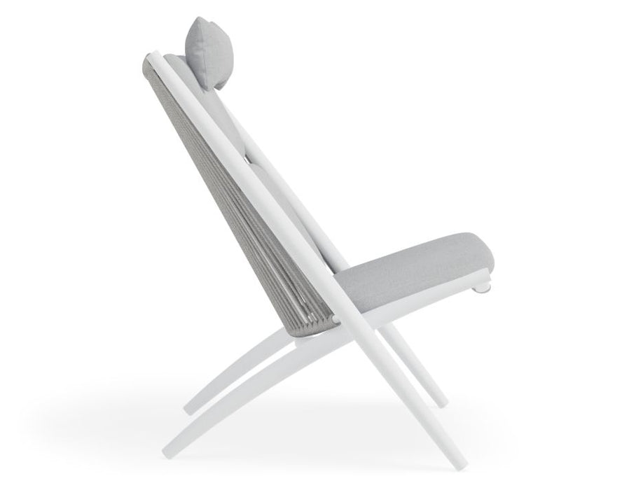 Minori Lounge Chair - Outdoor - White - Light Grey Cushion