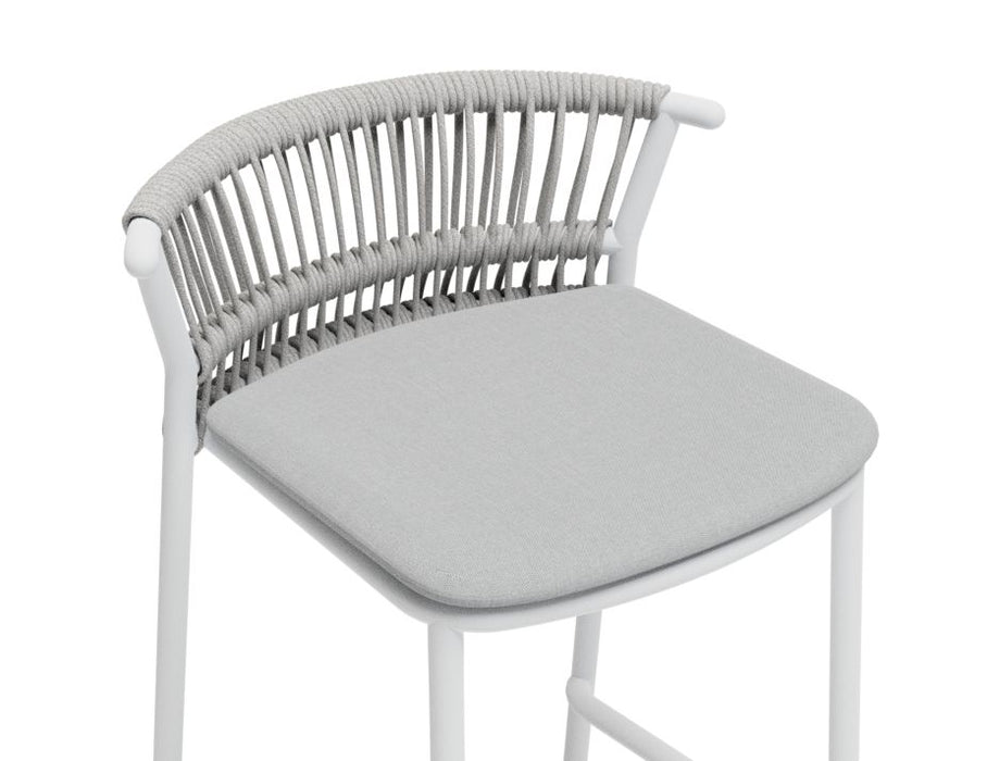 Minori Stool - White - Light Grey Cushion