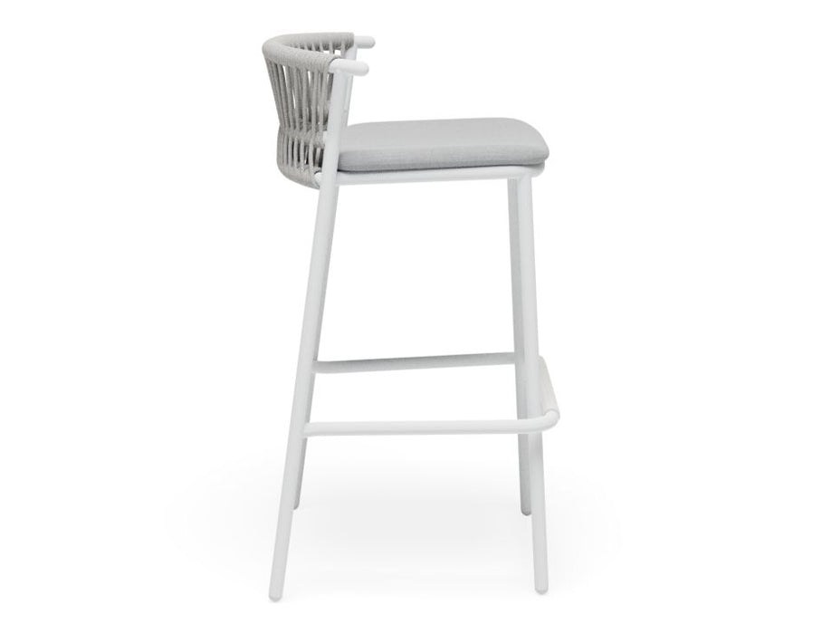 Minori Stool - White - Light Grey Cushion