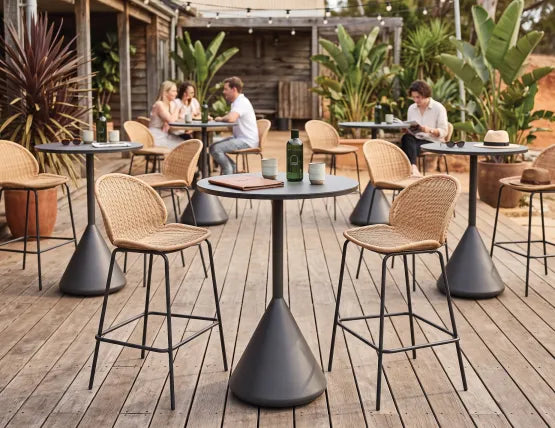 Sombra Rattan Bar Stool - Outdoor - Charcoal, 110cm H