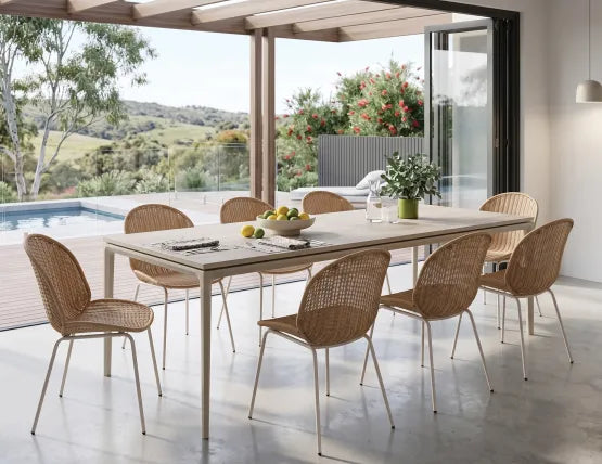Arken Table - Outdoor - Extendable - Latte - Dune Ceramic Top, 320cm W