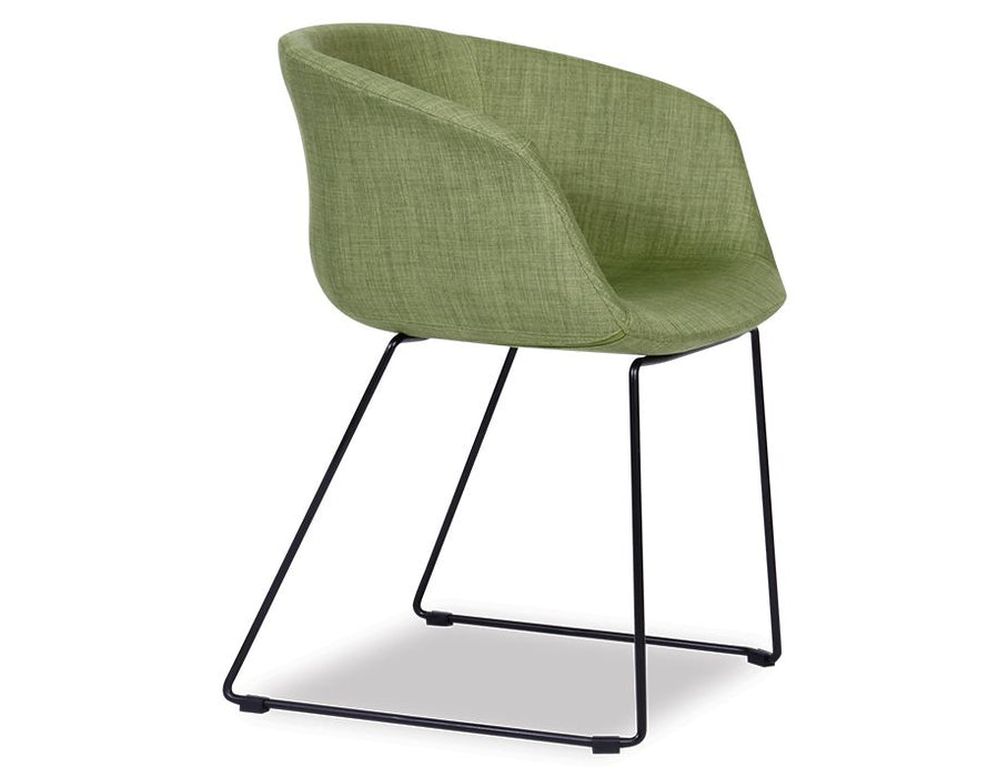 Lonsdale Armchair - Black Sled - Green Fabric