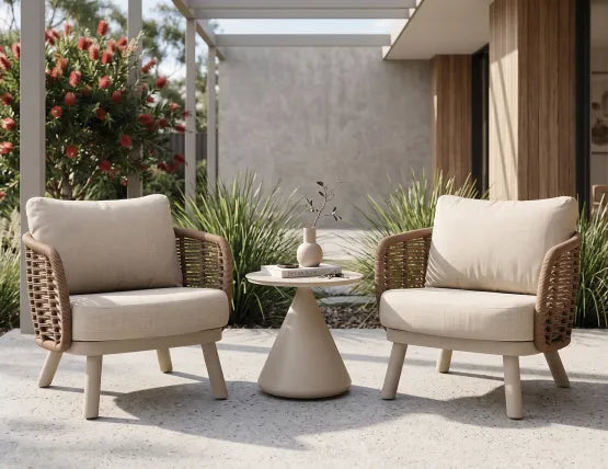 Sorrento Lounge Chair - Outdoor - Latte, Wood