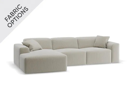Monaco Sofa - Config C with Left Chaise - Custom Upholstered - Category A Upholstery, Wood, 291cm W