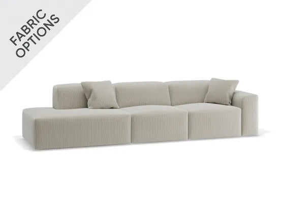 Monaco Sofa - Config B with Left Open End - Custom Upholstered - Category A Upholstery, Wood, 311cm W