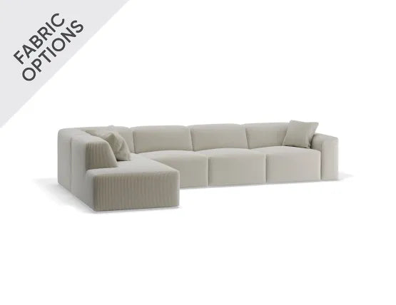 Monaco Sofa - Config F with Left Open End - Custom Upholstered - Category A Upholstery, Wood, 374cm W