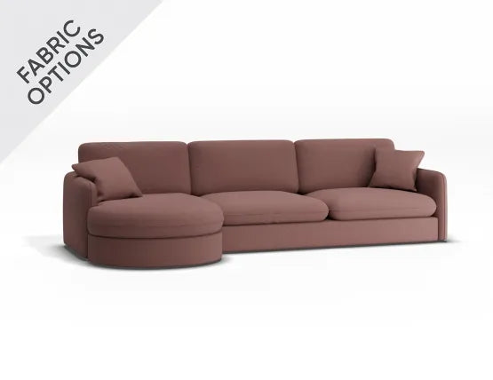 Monte Sofa with Left Chaise - 3 Seater - Custom Upholstered - Small - Category A Upholstery, Wood, 310cm W