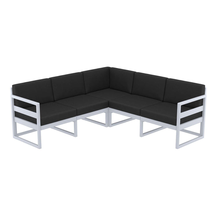Siesta Mykonos Lounge Corner - Silver Grey with Black Cushions