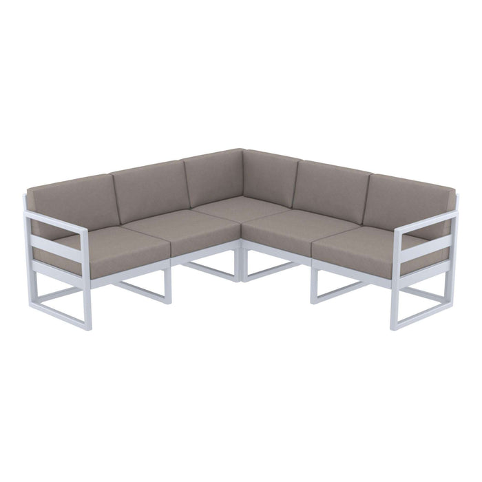 Siesta Mykonos Lounge Corner - Silver Grey with Brown Cushions