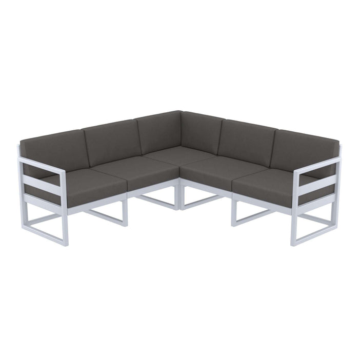 Siesta Mykonos Lounge Corner - Silver Grey with Dark Grey Cushions
