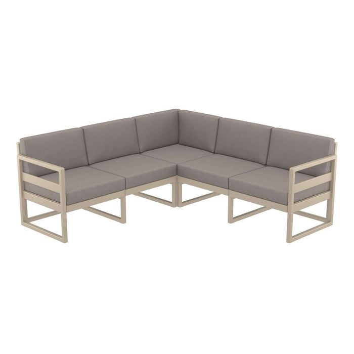 Siesta Mykonos Lounge Corner - Taupe with Brown Cushions