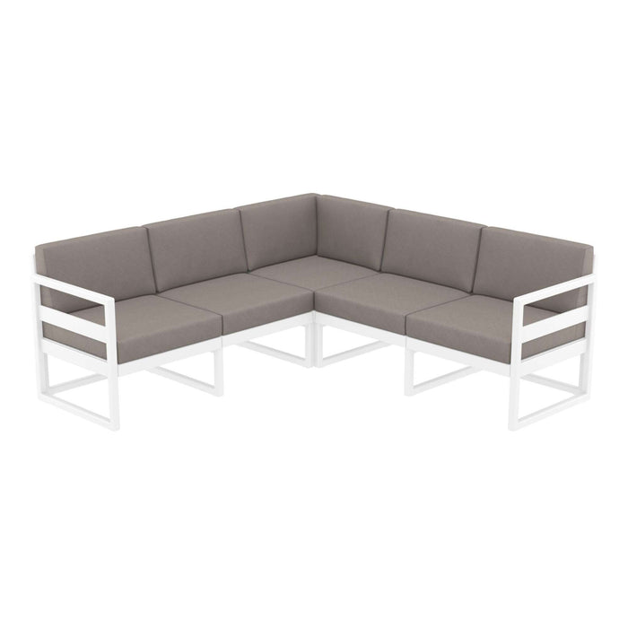 Siesta Mykonos Lounge Corner - White with Brown Cushions