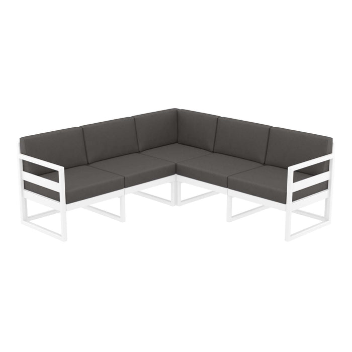 Siesta Mykonos Lounge Corner - White with Dark Grey Cushions