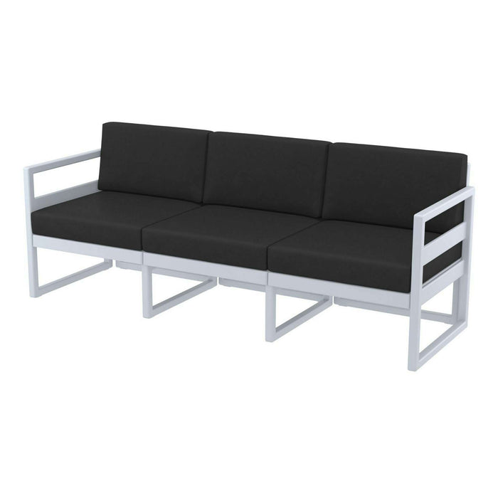Siesta Mykonos Lounge Sofa XL - Silver Grey with Black Cushions