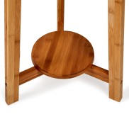 Natural Bamboo Tripod Floor Lamp with Beige Shade and Bottom Shelf