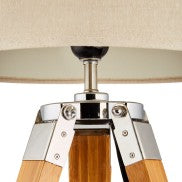 Natural Bamboo Tripod Table Lamp with Beige Shade