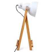 Natural Easel Table Lamp with White w/Gold Inside Gourd Shade