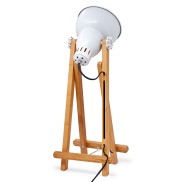 Natural Easel Table Lamp with White w/Gold Inside Gourd Shade