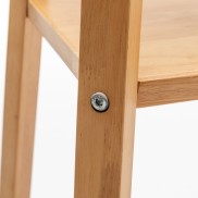 Natural Rubberwood Lamp with 3 Square Shelves and Off White Linen Shade