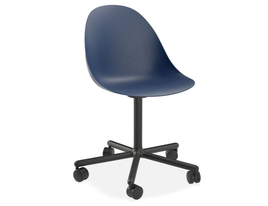 Pebble Chair Navy Blue with Shell Seat - Natural Beechwood Base