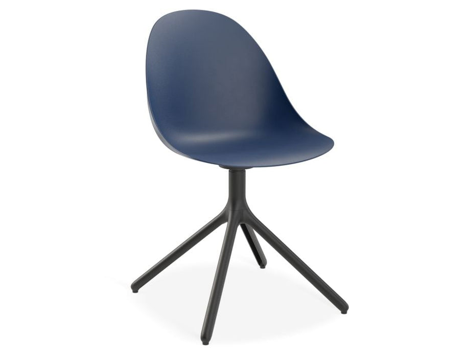 Pebble Chair Navy Blue with Shell Seat - Natural Beechwood Base