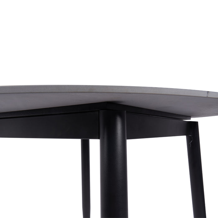 Fiore 5 Pce Round Dining Black Marble/Black Faux Leather Chairs