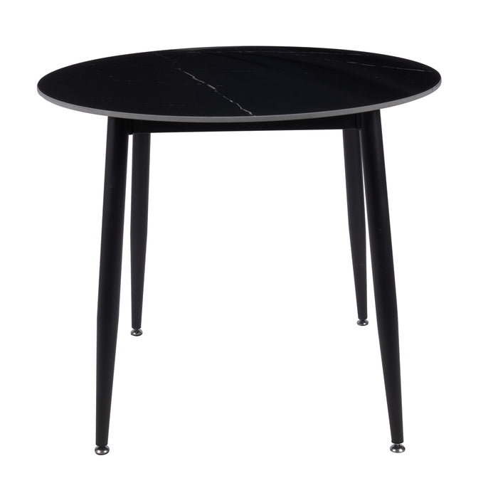 Fiore 5 Pce Round Dining Black Marble/Grey Velvet Chairs