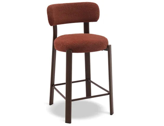 Nodus Counter Stool - Walnut - Terracotta, 95cm H